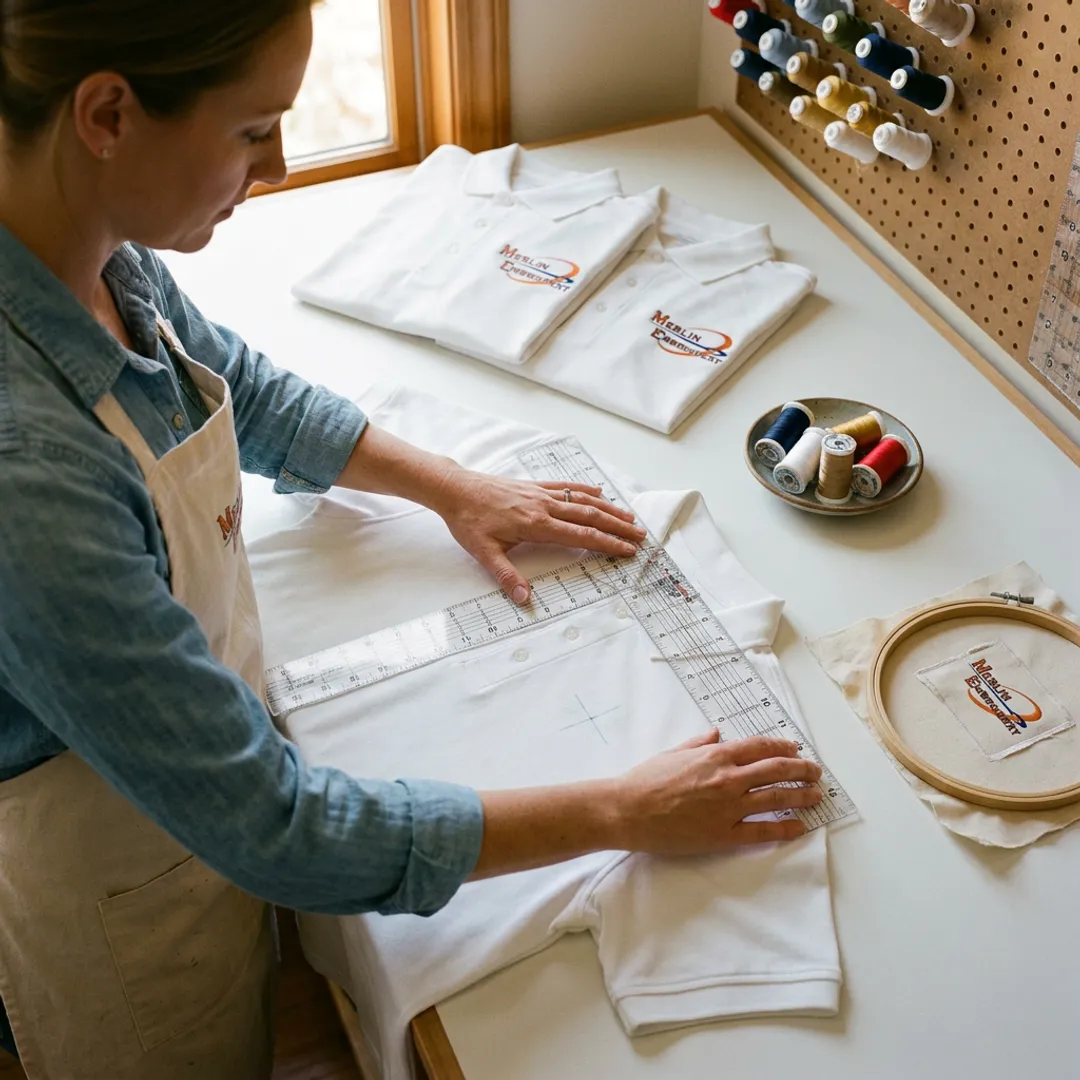 Embroidery placement planning on custom apparel