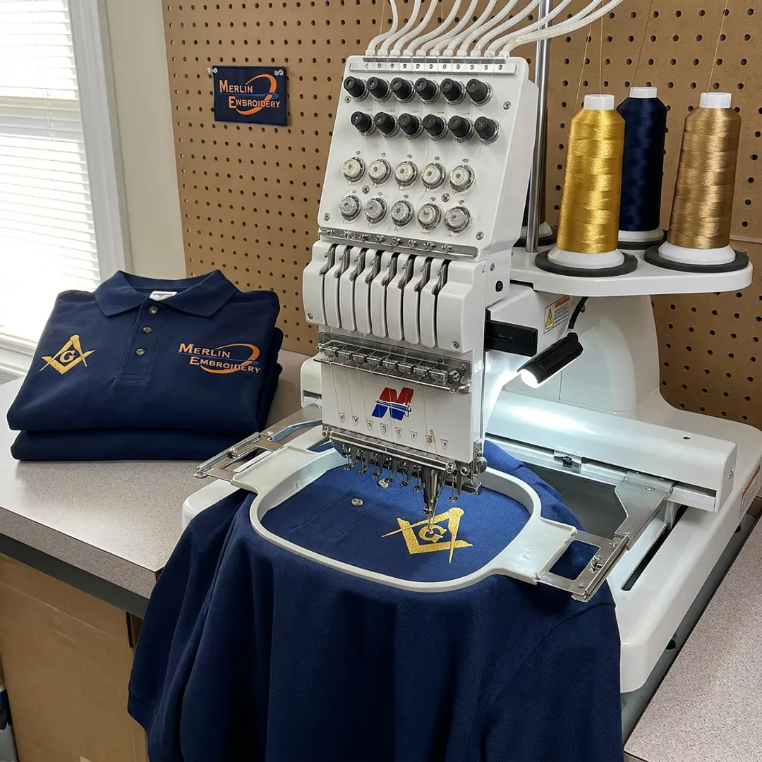 Embroidered Masonic apparel being prepared