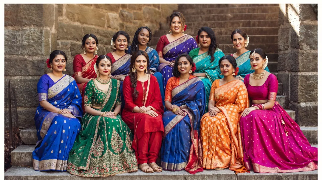 Diverse South Asian models wearing Indian ethnic wear across varied skin tones