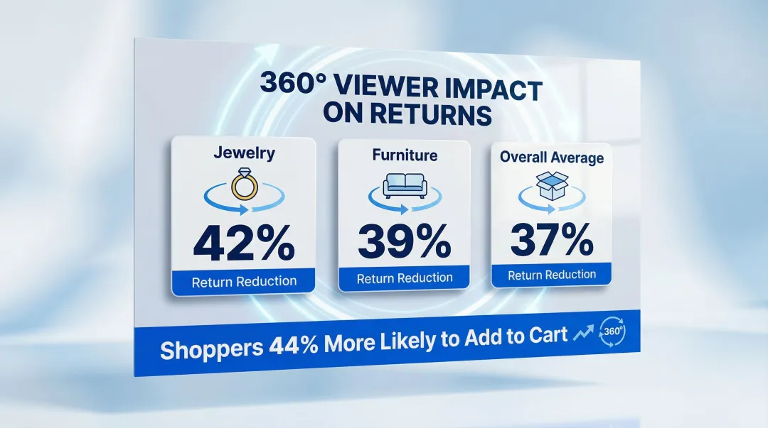 360-degree product view ecommerce return rate reduction statistics by category