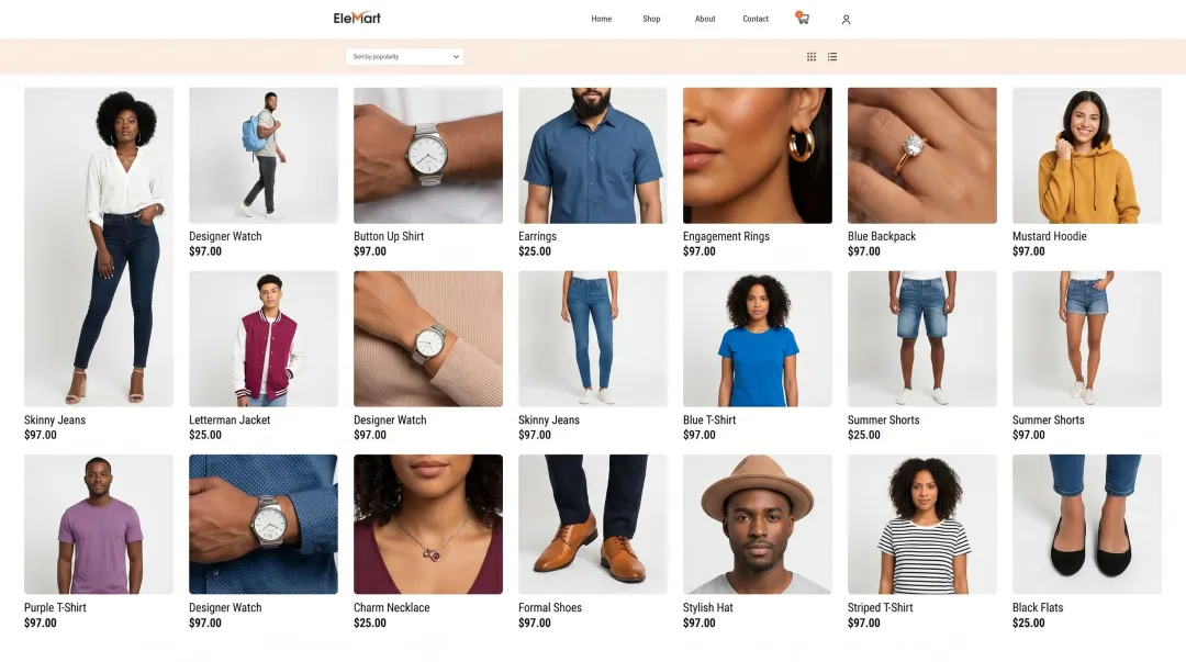 Fashion brand e-commerce catalogue displaying diverse AI-generated model product imagery at scale