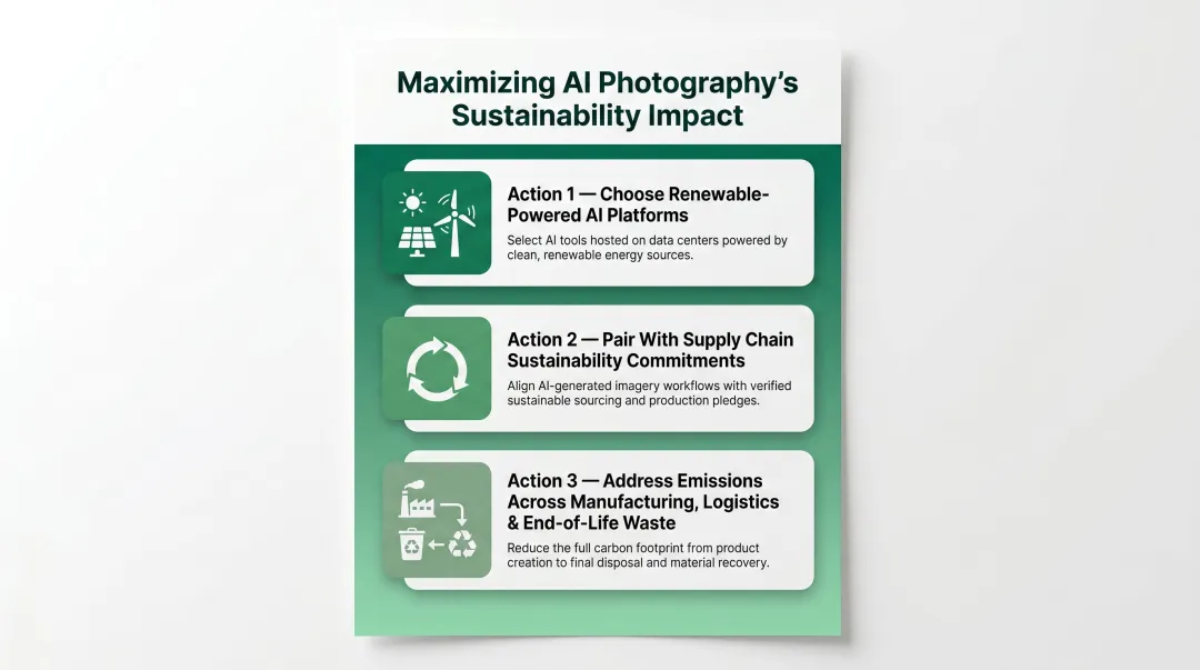 Three sustainability actions brands can take to maximize AI photography environmental benefits