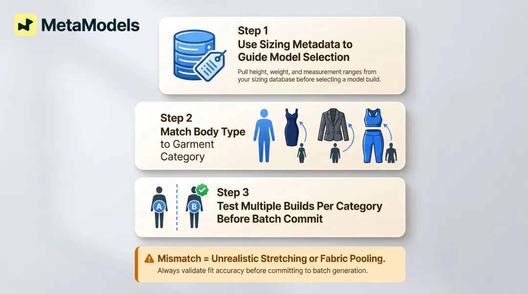 Model-to-garment fit matching guide for AI fashion photography configuration