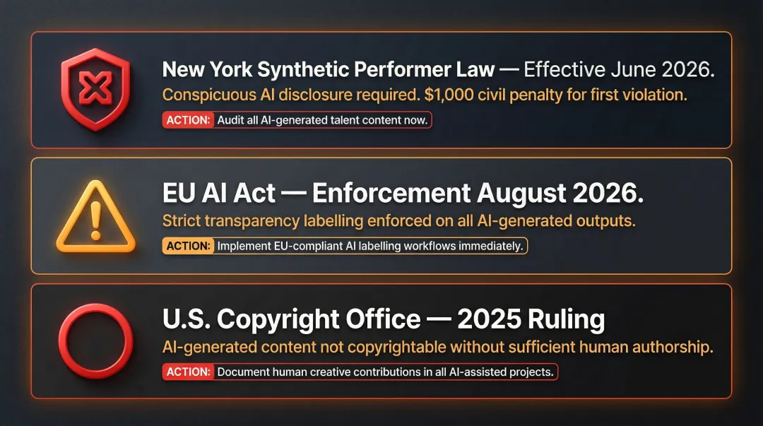 2026 AI fashion image legal compliance requirements US EU disclosure and copyright rules