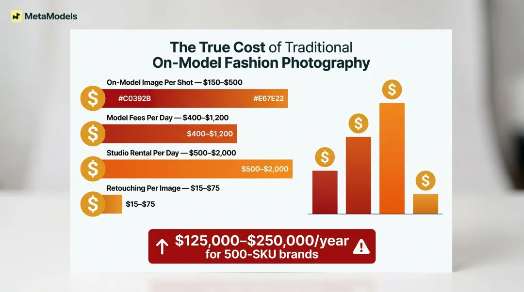 Traditional fashion photography cost breakdown comparison table infographic