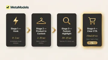 4-step shoppable fashion video conversion structure hook to CTA