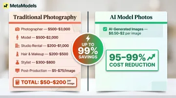 Traditional photography versus AI model photo cost comparison per image breakdown