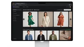 MetaModels.ai platform interface showing AI on-model fashion imagery generation with fabric draping