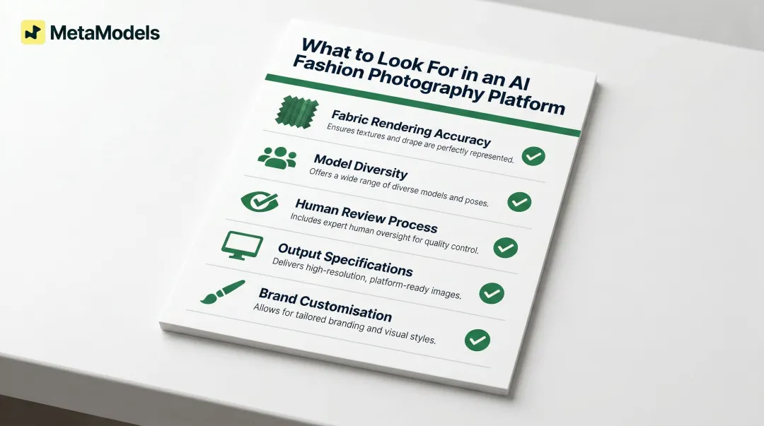 Five key criteria checklist for evaluating AI fashion photography platform selection