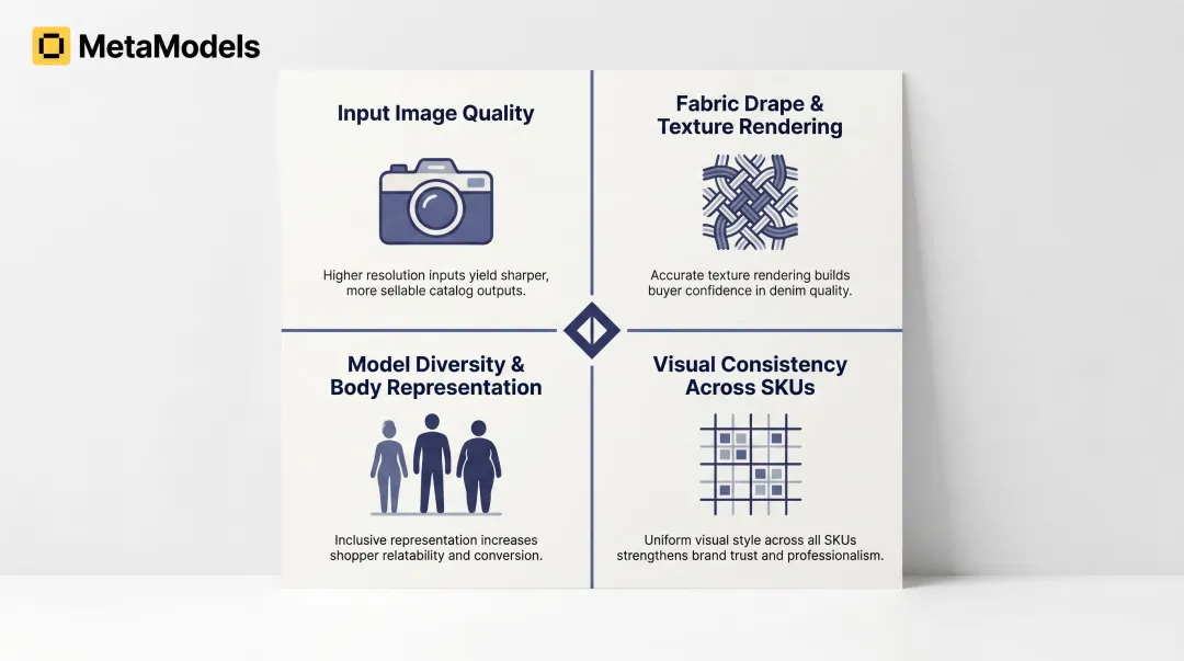 Four key variables affecting AI denim catalog quality comparison breakdown