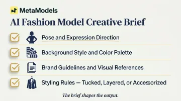Four-element AI fashion model creative brief checklist for consistent brand imagery output