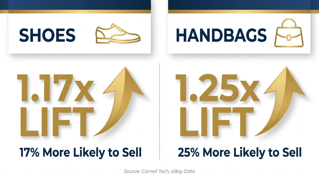Fashion e-commerce image quality conversion lift shoes versus handbags comparison