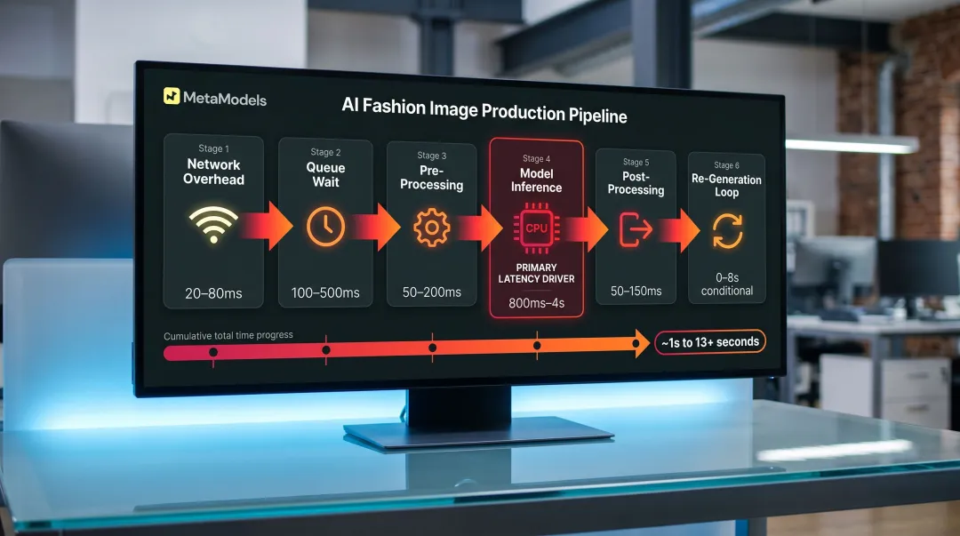 AI fashion image pipeline latency accumulation across six production stages