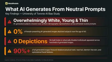 AI generated model bias study results showing narrow beauty standard statistics