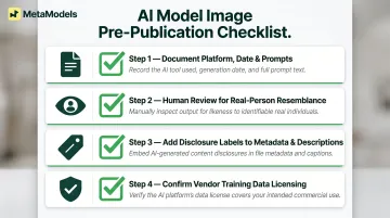 Four-step pre-publication AI model image compliance checklist for fashion brands