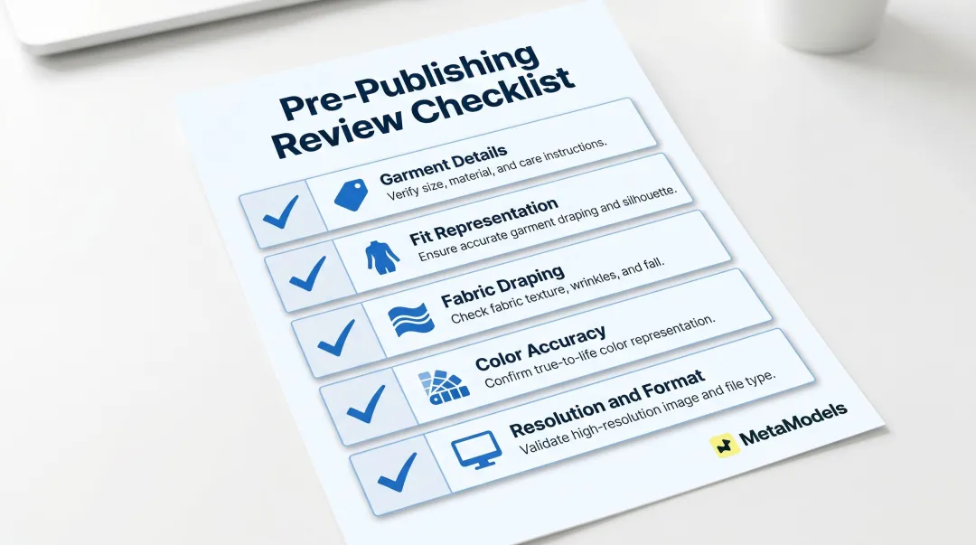 AI model photography quality review checklist five point verification process before publishing