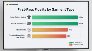 AI fashion photography fidelity rates by garment type complexity comparison chart