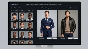 MetaModels.ai platform interface showing diverse virtual male models and menswear imagery
