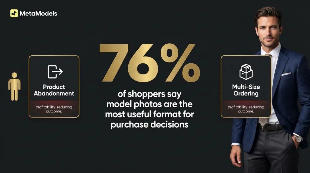 Shopper visual confidence gap statistics and on-model imagery purchase impact