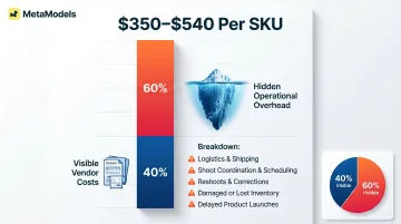 Traditional fashion photography per-SKU cost breakdown showing visible versus hidden expenses