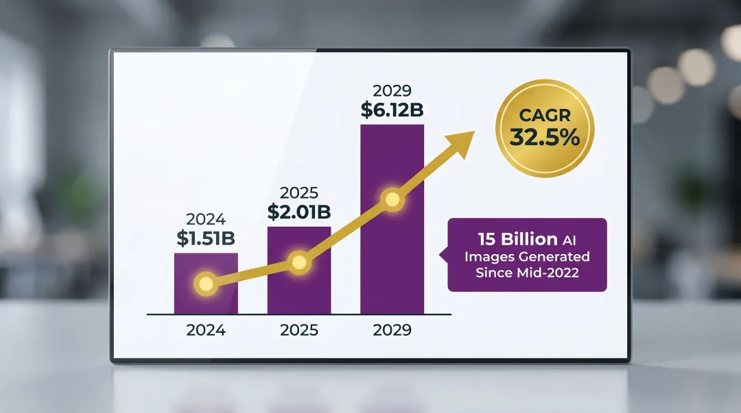 AI fashion photography market growth statistics from 2024 to 2029 projection infographic