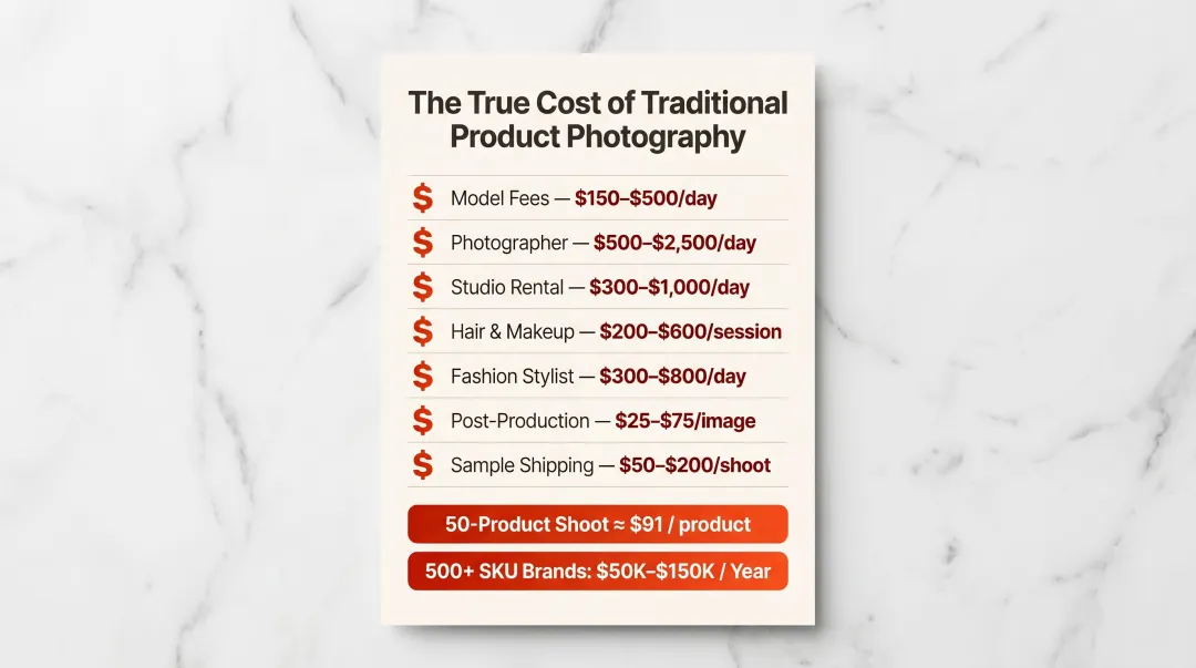 Traditional fashion photoshoot cost breakdown per session and annual budget ranges