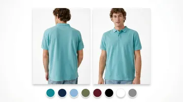 Fashion e-commerce product detail page displaying consistent on-model catalog imagery across colorways