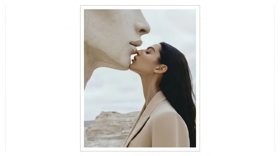 Luxury fashion brand AI campaign imagery shown on digital editorial platform