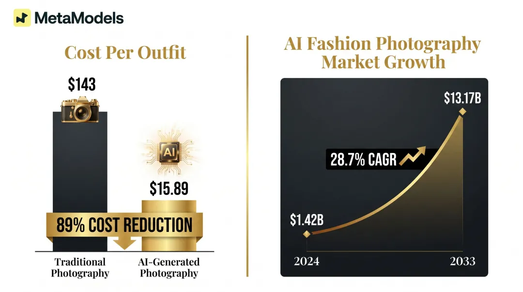 AI fashion photography cost comparison and global market growth projection to 2033
