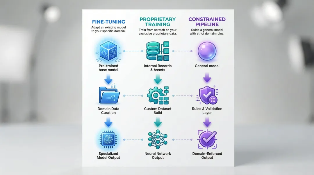 Three technical pathways to building a bespoke AI model diagram