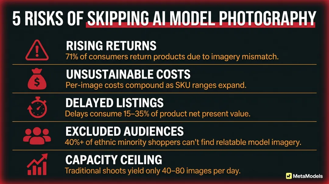 Five operational risks fashion brands face without AI model photography workflow
