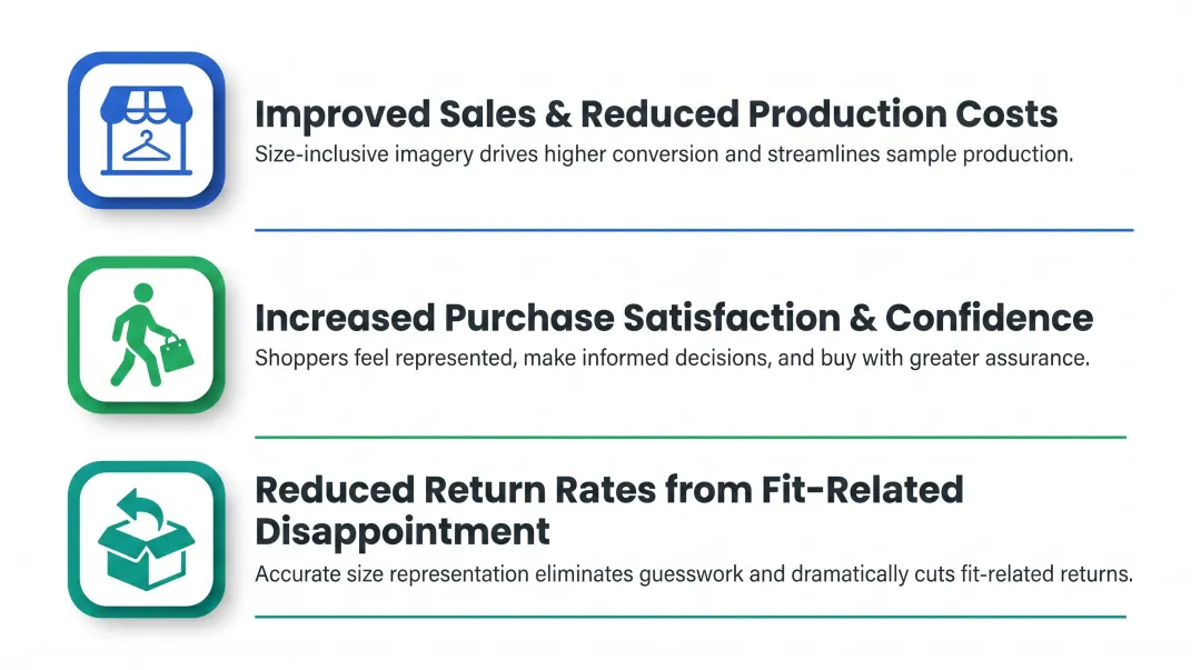 Three measurable benefits of size-inclusive AI model photography for fashion retailers