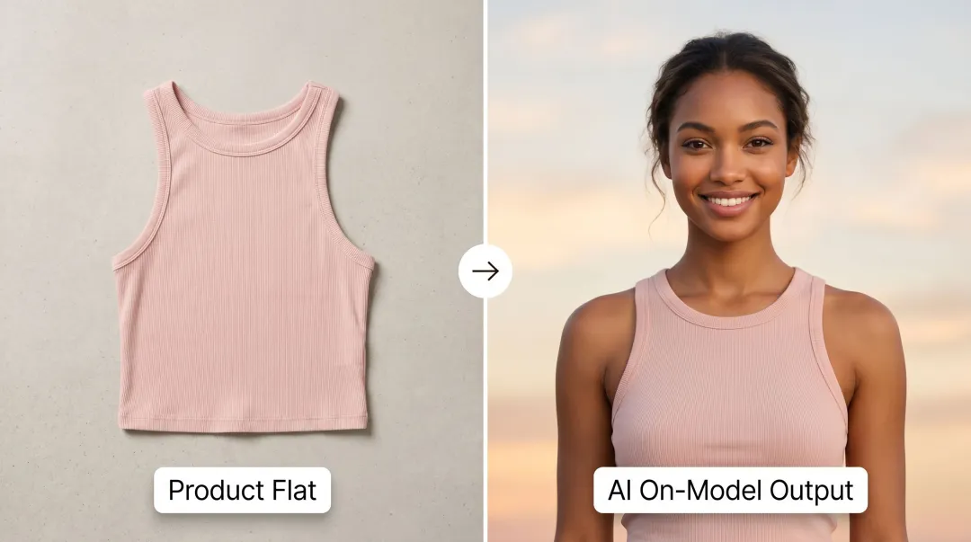 AI-generated on-model fashion photography production workflow for e-commerce brands