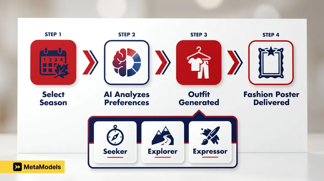 Tommy Hilfiger WeChat AI Stylist four-step personalized outfit recommendation process flow