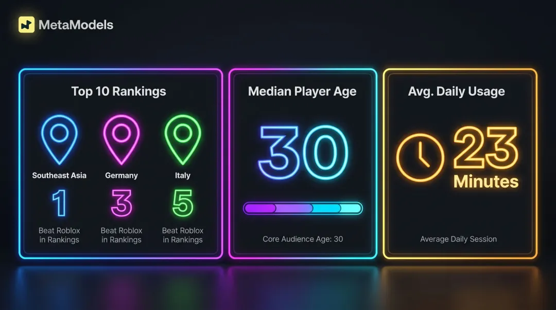FashionVerse mobile game performance metrics showing rankings usage and player demographics