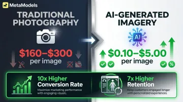 AI fashion photography cost savings and conversion rate ROI comparison infographic