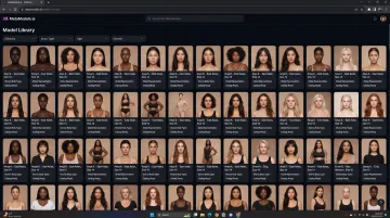 MetaModels.ai AI fashion model library showing diverse skin tones and body types