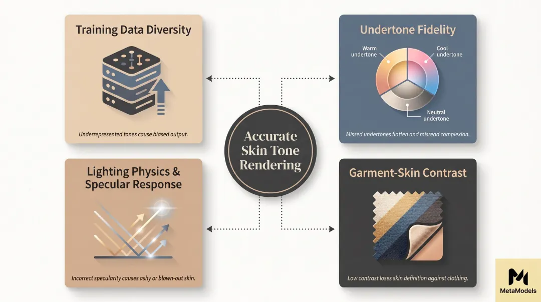 Four technical dimensions of AI skin tone accuracy in fashion photography