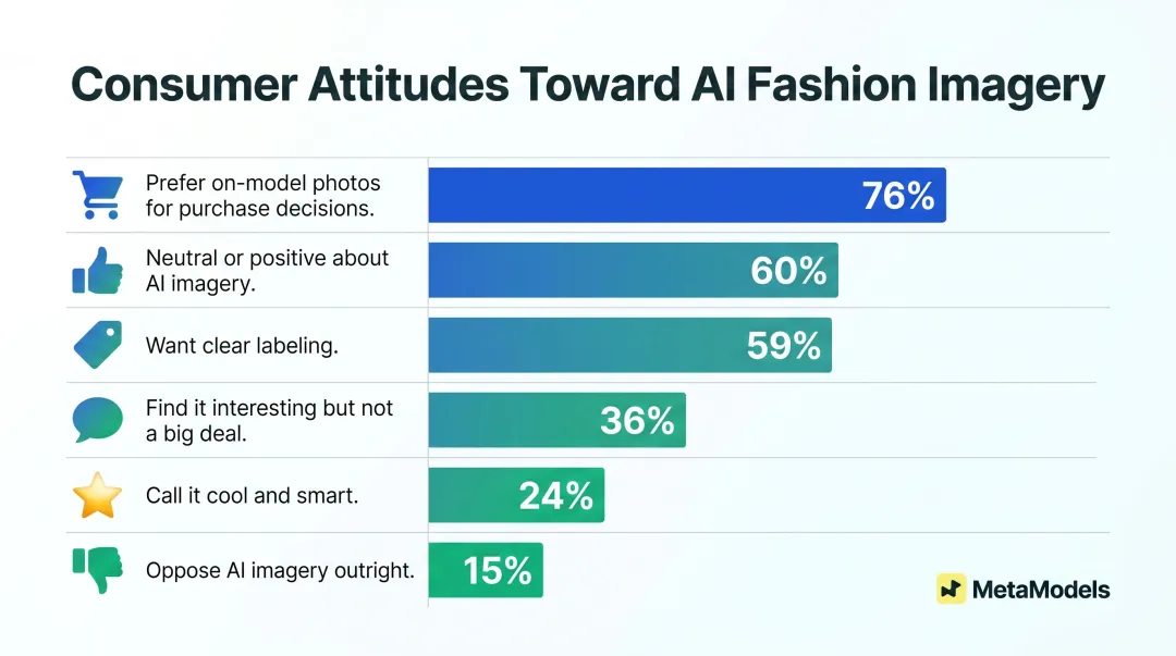 Consumer survey results on AI generated fashion imagery acceptance and preferences 2024