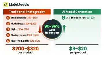 Traditional versus AI fashion photography cost comparison per product image