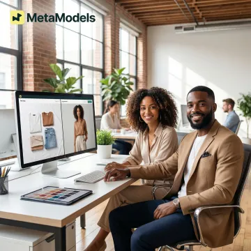 Step-by-step AI fashion content creation process from flat lay upload to on-model output