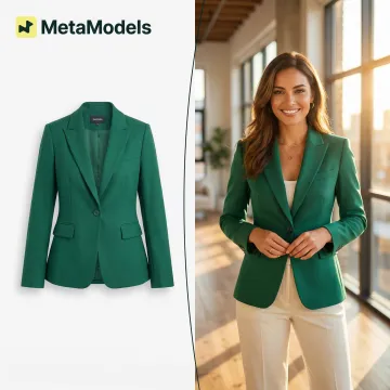 Split-screen comparison showing garment packshot transforming into styled AI model lookbook image