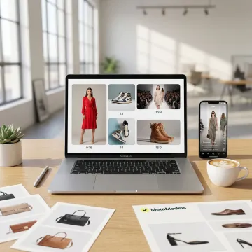 Fashion designer reviewing multiple social media video variations on laptop screen