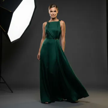 AI-generated fashion model wearing designer clothing in professional lookbook video production