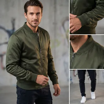 Streetwear bomber jacket shown on an AI model