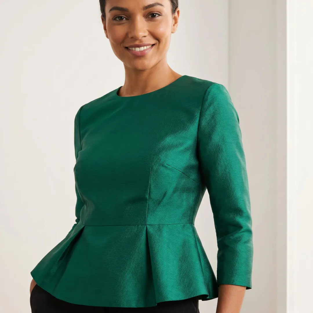 Detailed AI peplum top product visualization