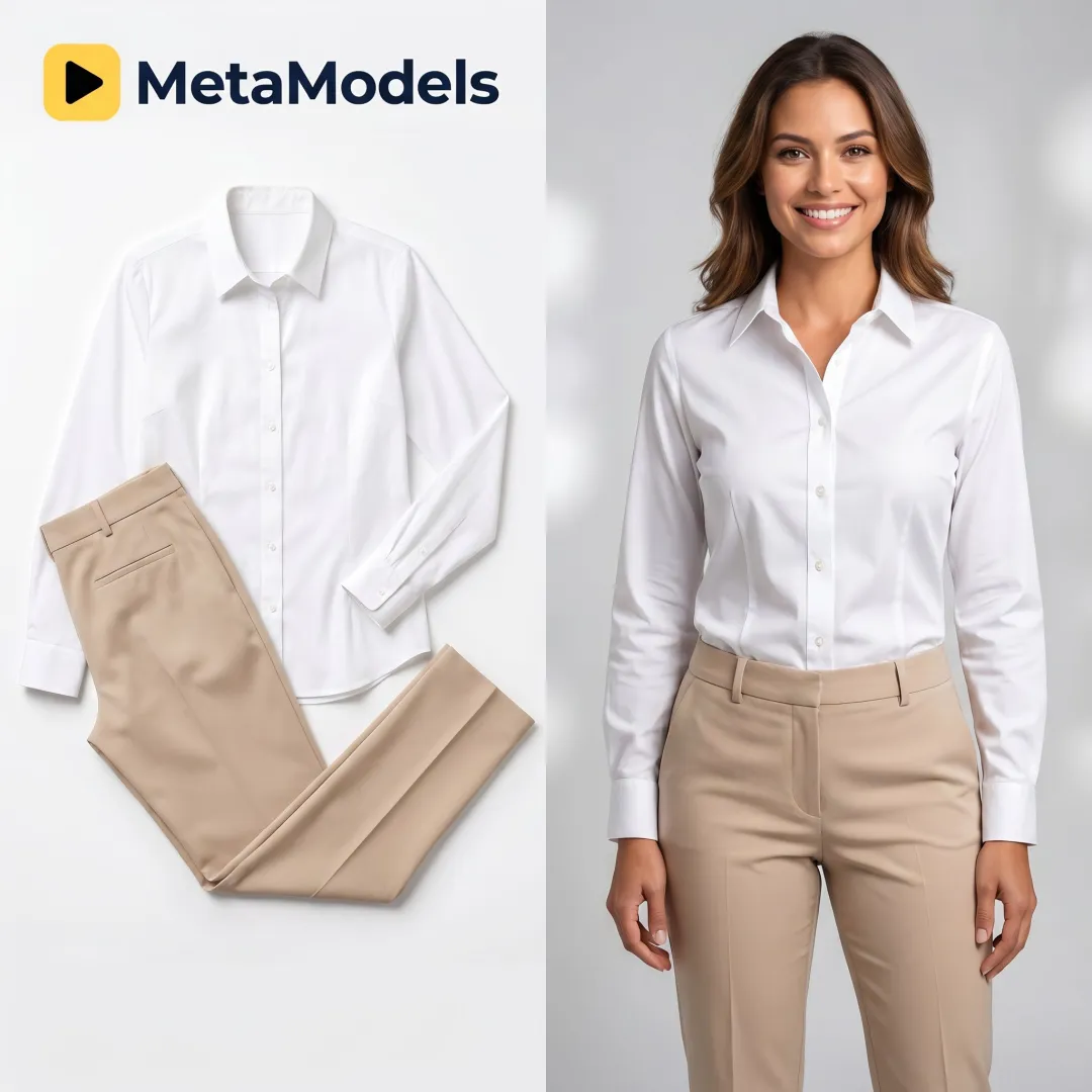 Packshot transformed into an AI fashion model image