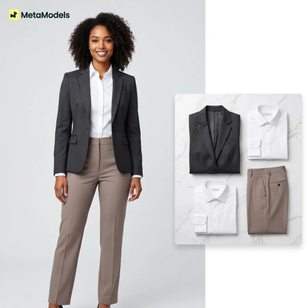 Workwear garments transformed into AI model images