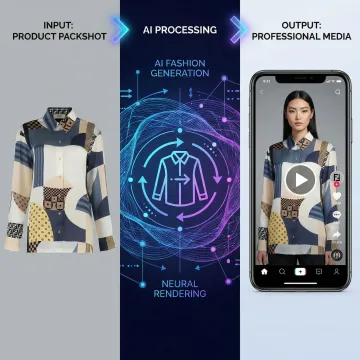 Behind-the-scenes view of AI fashion video generation process on computer screen