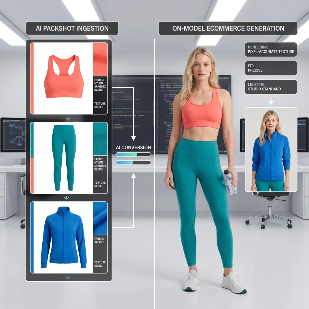 Activewear product images created with AI